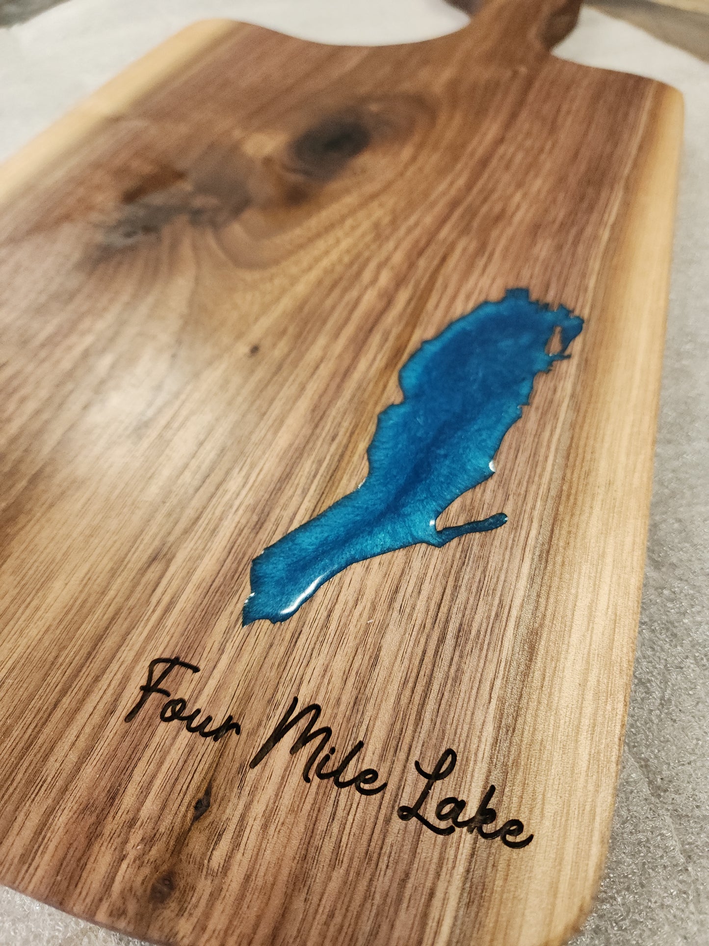 Epoxy Black Walnut Charcuterie Board with Handle