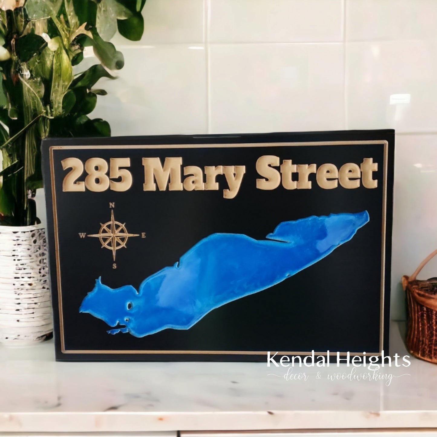 Engraved Lake Sign