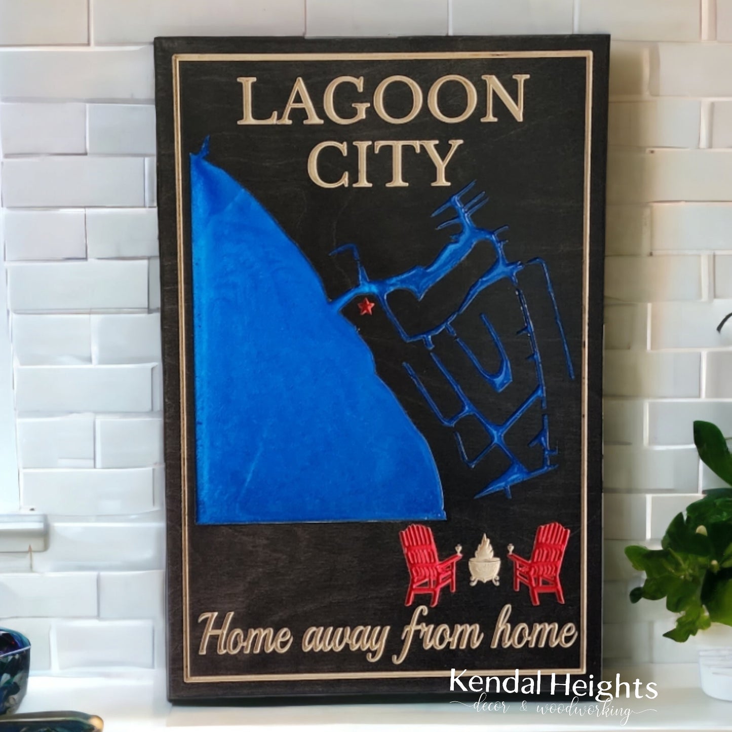 Engraved Lake Sign