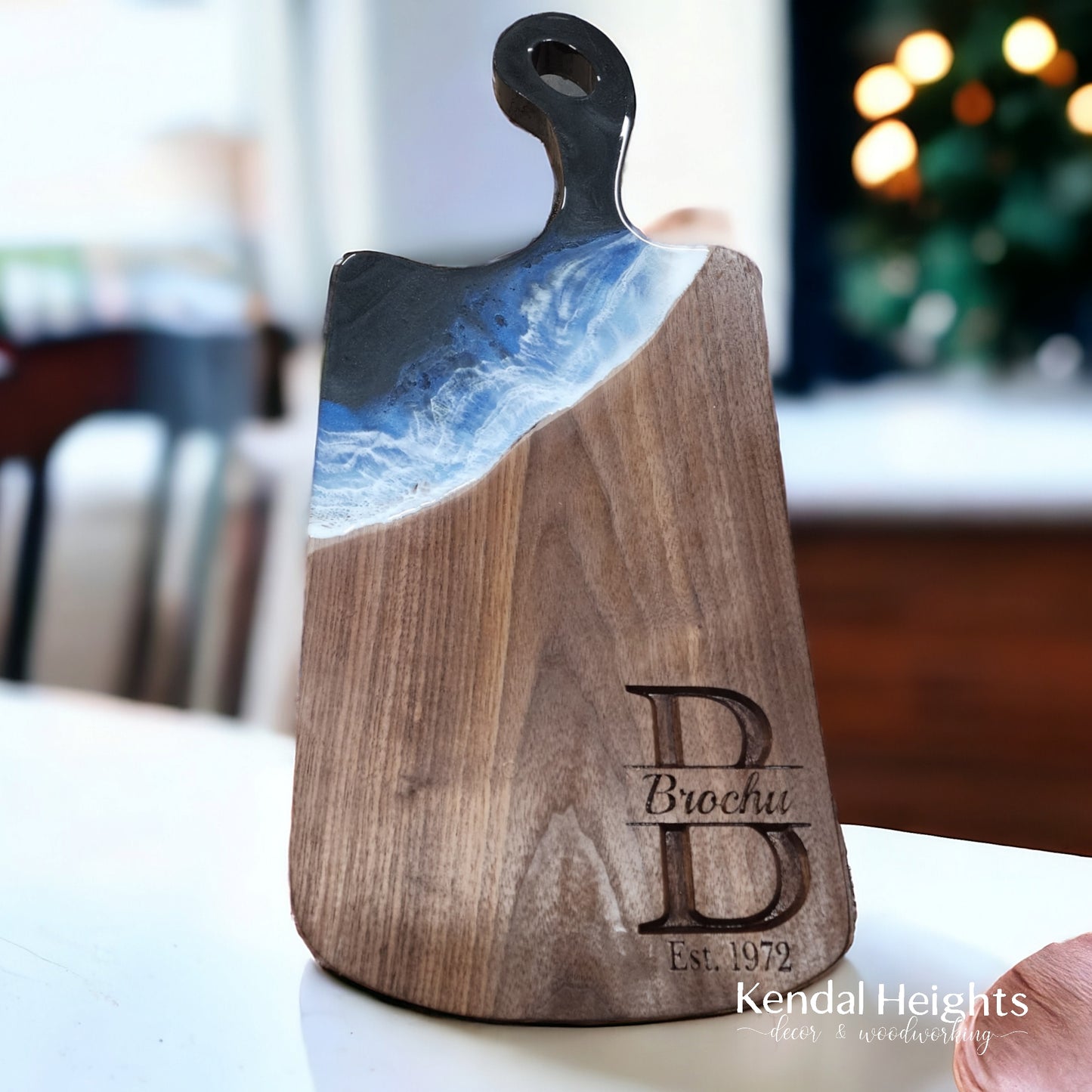 Epoxy Black Walnut Charcuterie Board with Handle