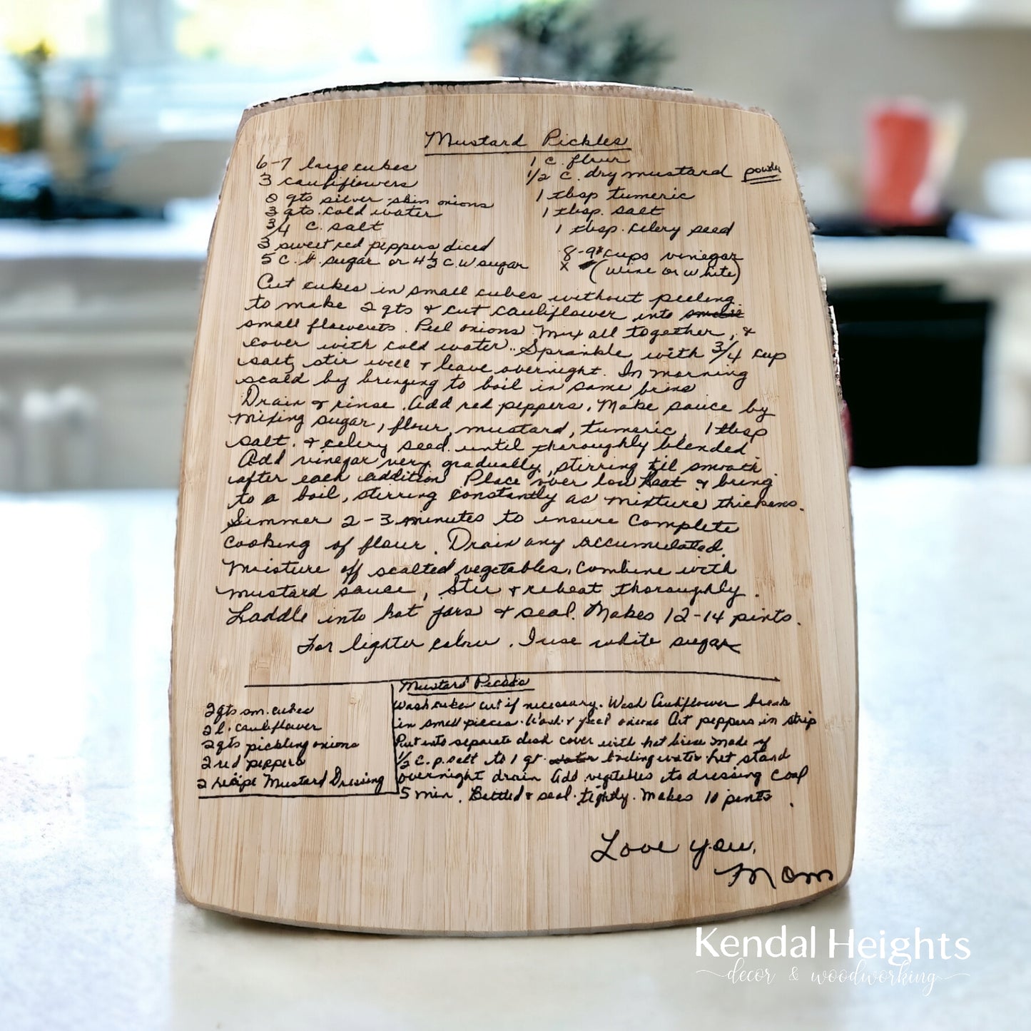 LASER Recipe Bamboo Cutting Board