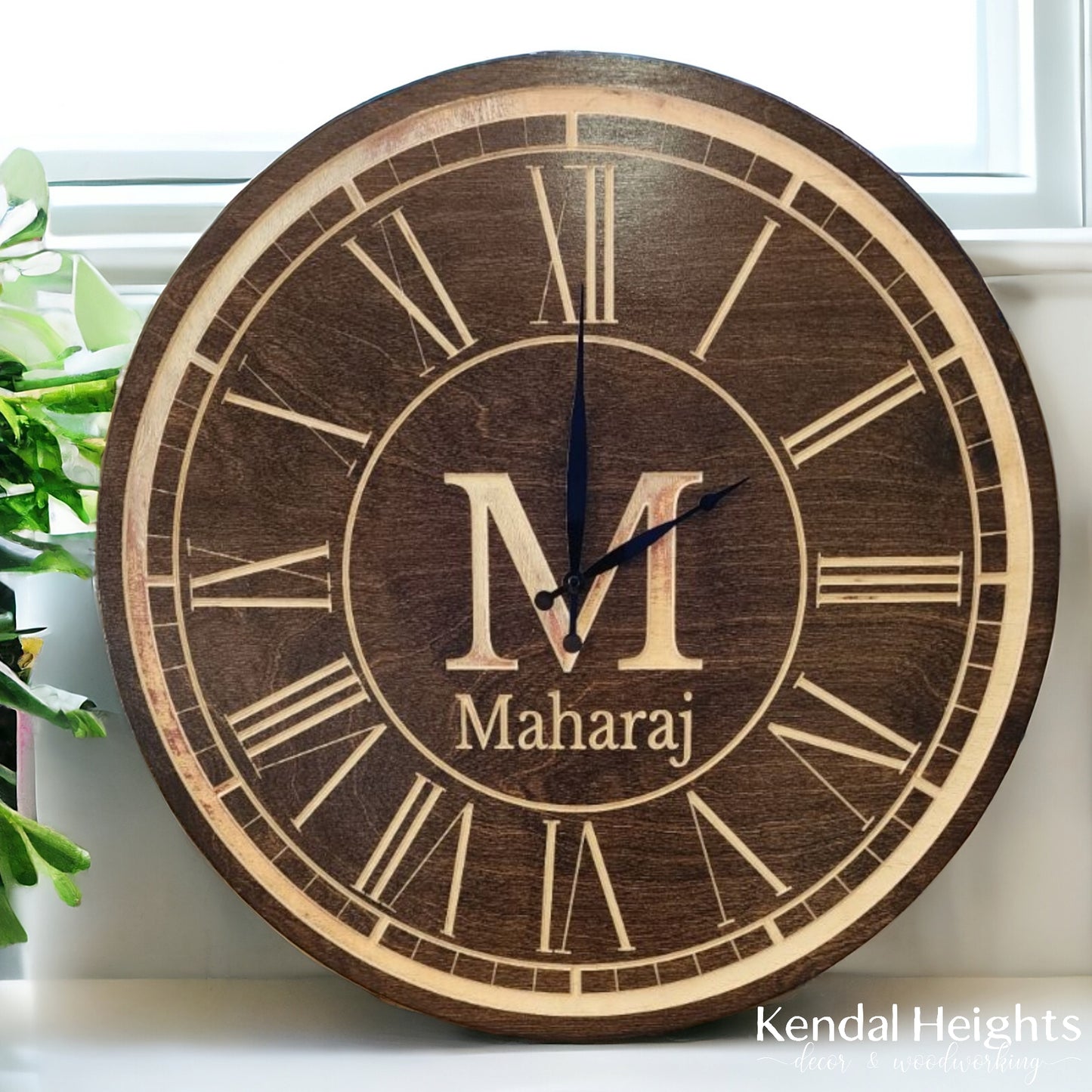 Custom Engraved Family Monogram Clock
