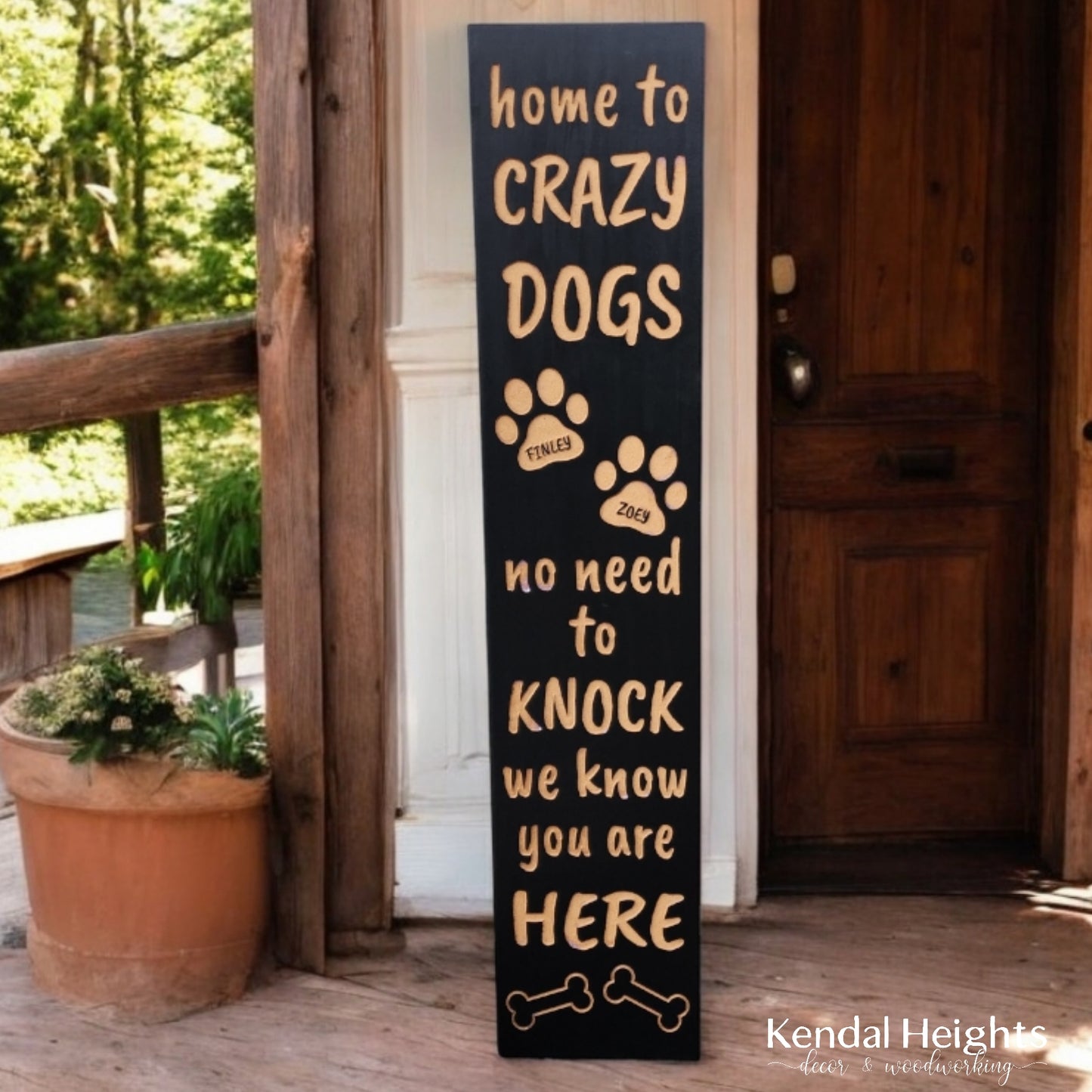 Custom Engraved Welcome Signs - Crazy Dogs