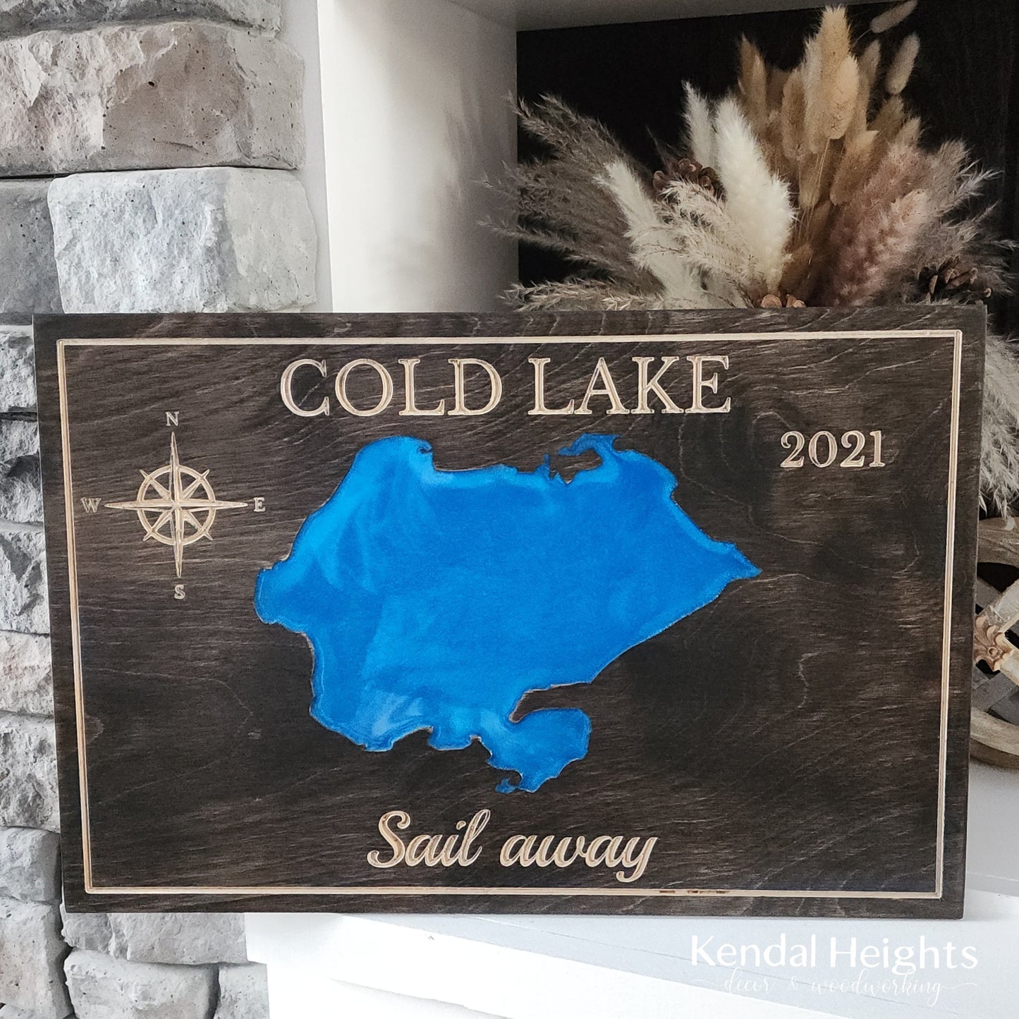 Engraved Lake Sign