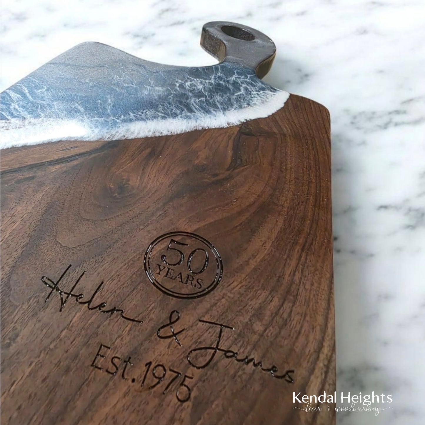 Epoxy Black Walnut Charcuterie Board with Handle