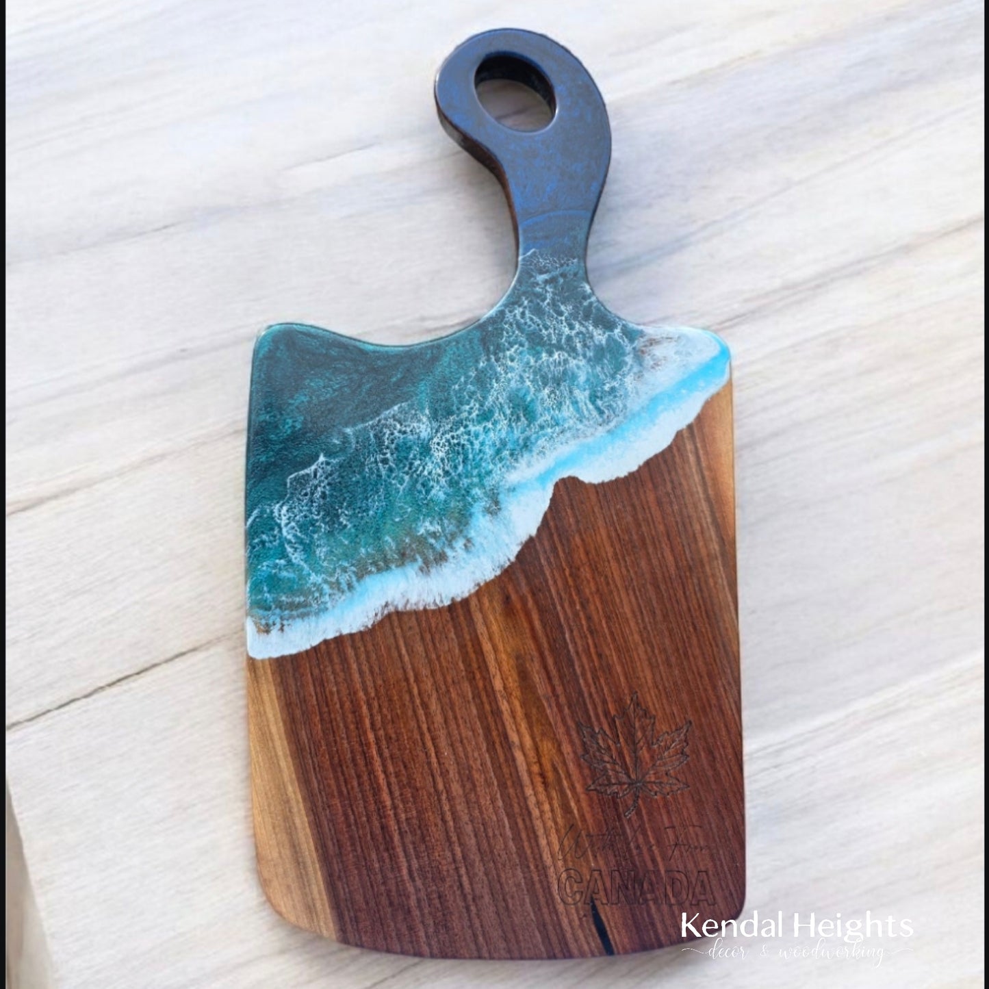 Epoxy Black Walnut Charcuterie Board with Handle
