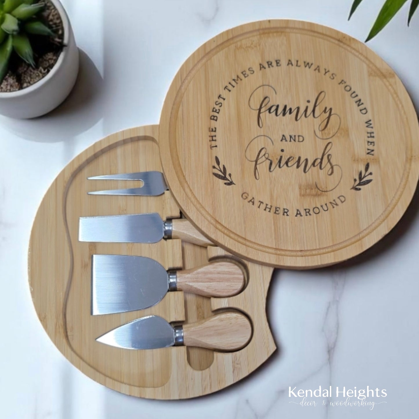 Bamboo Cheese Board with Knives