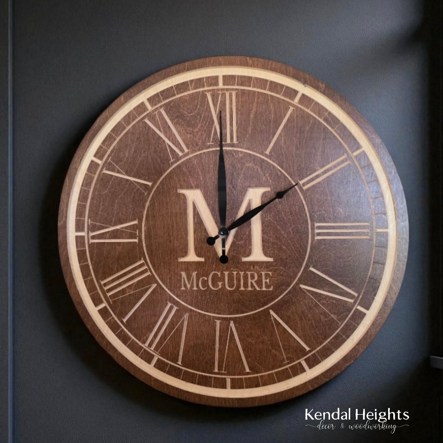 Custom Engraved Family Monogram Clock