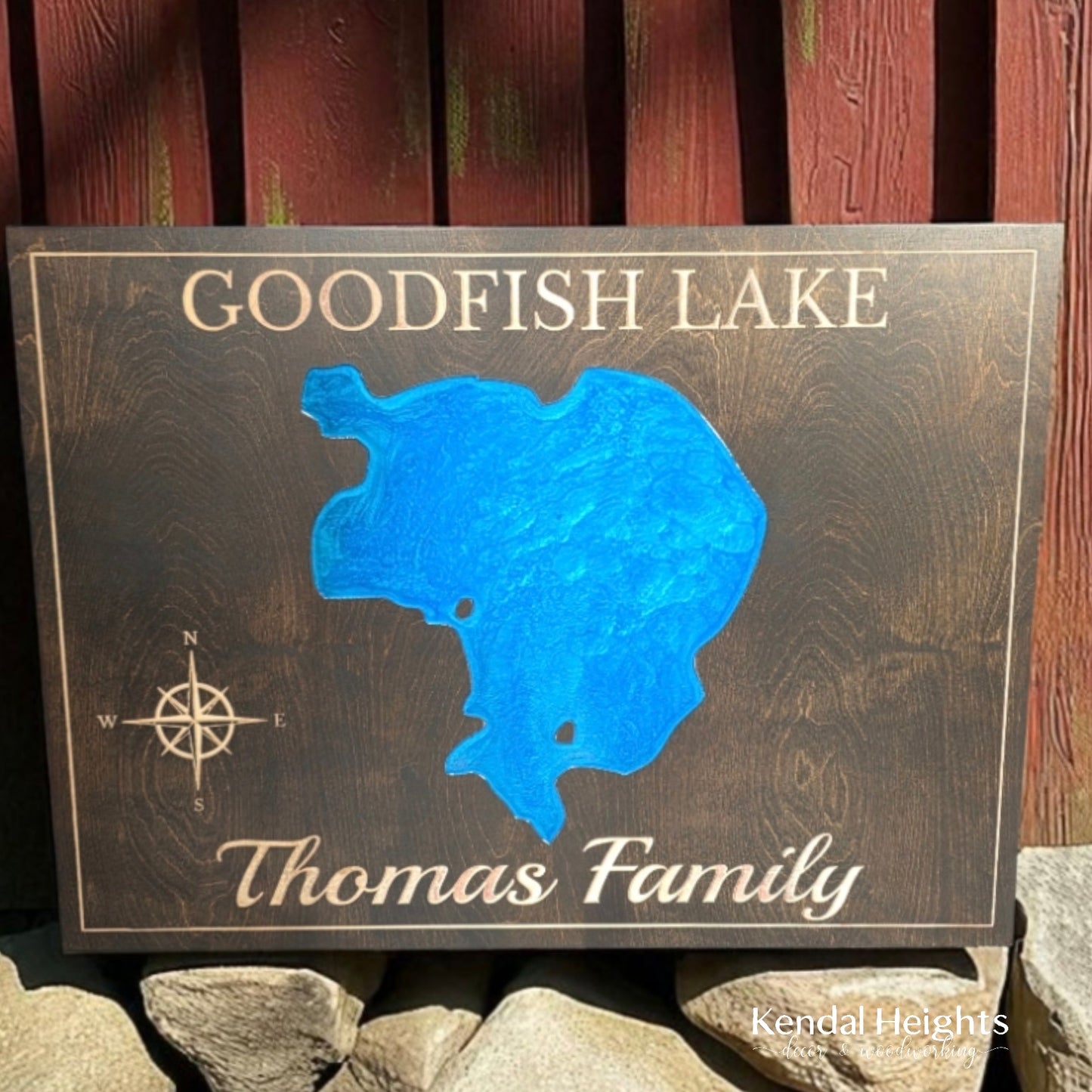 Engraved Lake Sign
