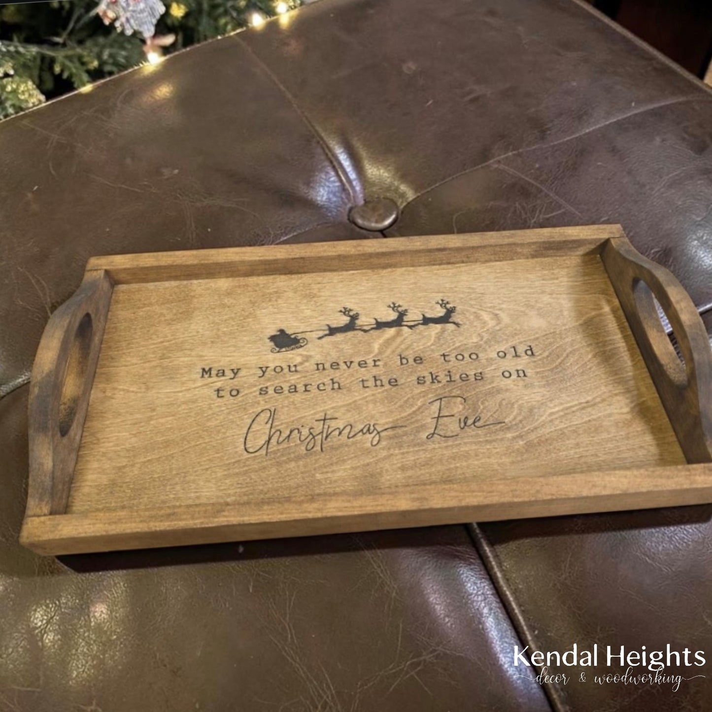 Christmas Eve Tray with wood handles