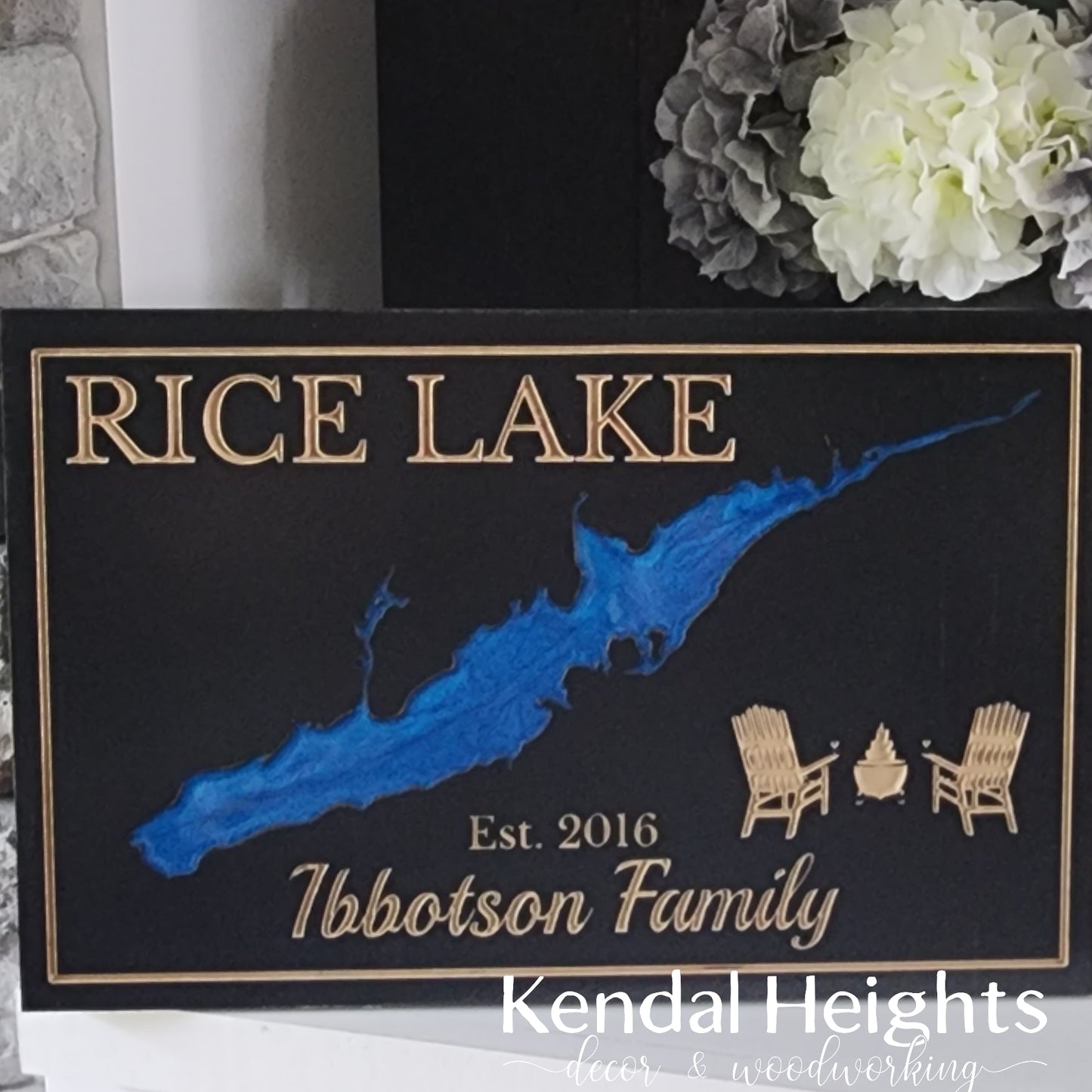 Engraved Lake Sign