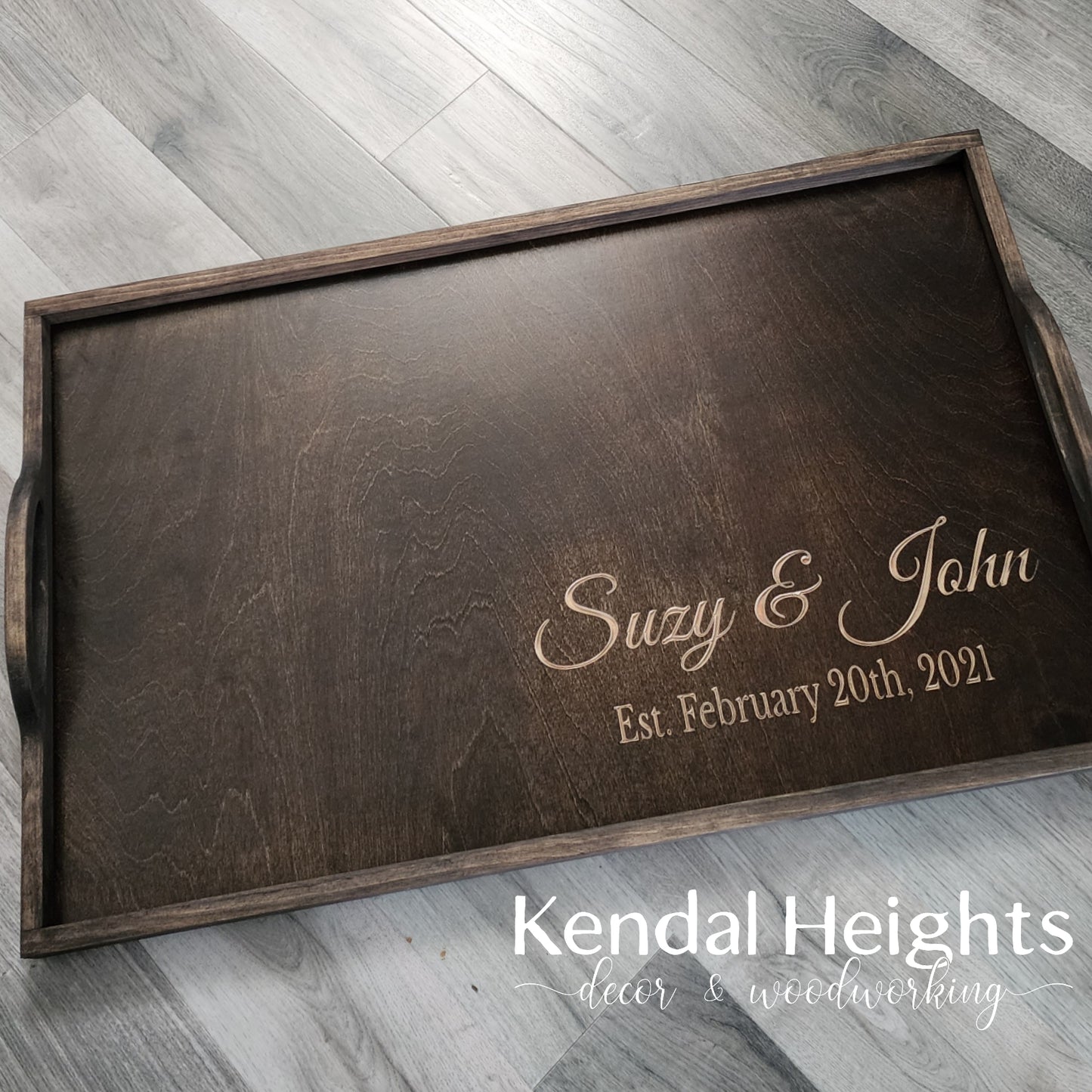 Personalized Tray with wood handles