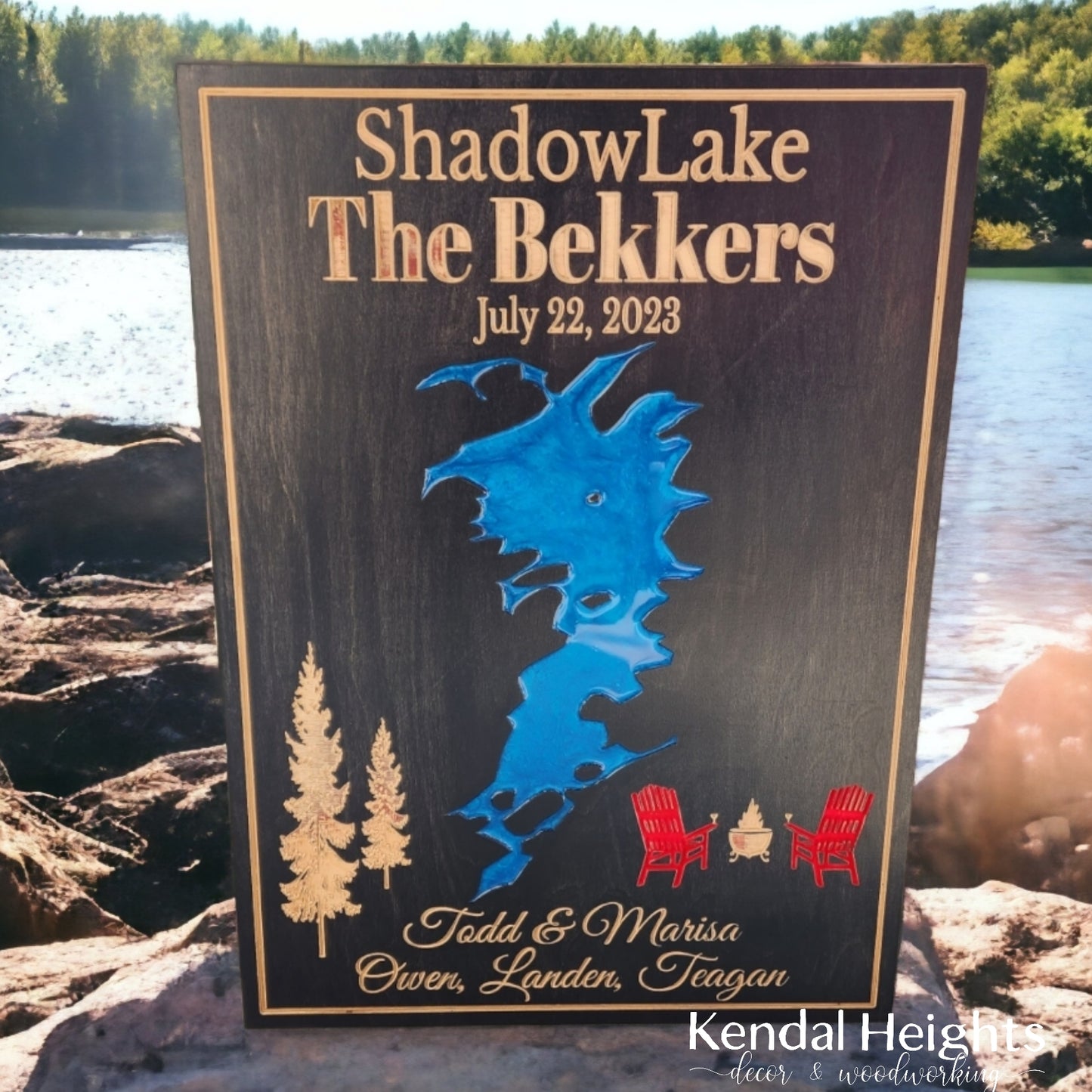 Engraved Lake Sign
