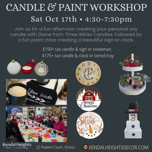 Dual Candle & Paint Workshop - Three Wick Candles