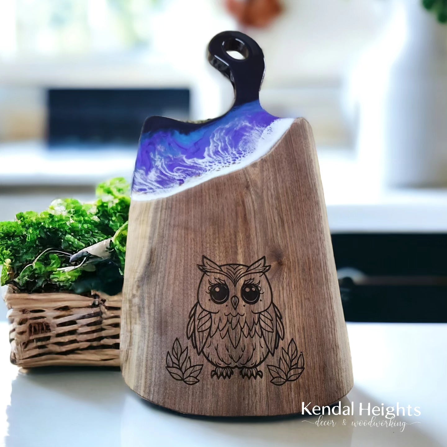 Epoxy Black Walnut Charcuterie Board with Handle