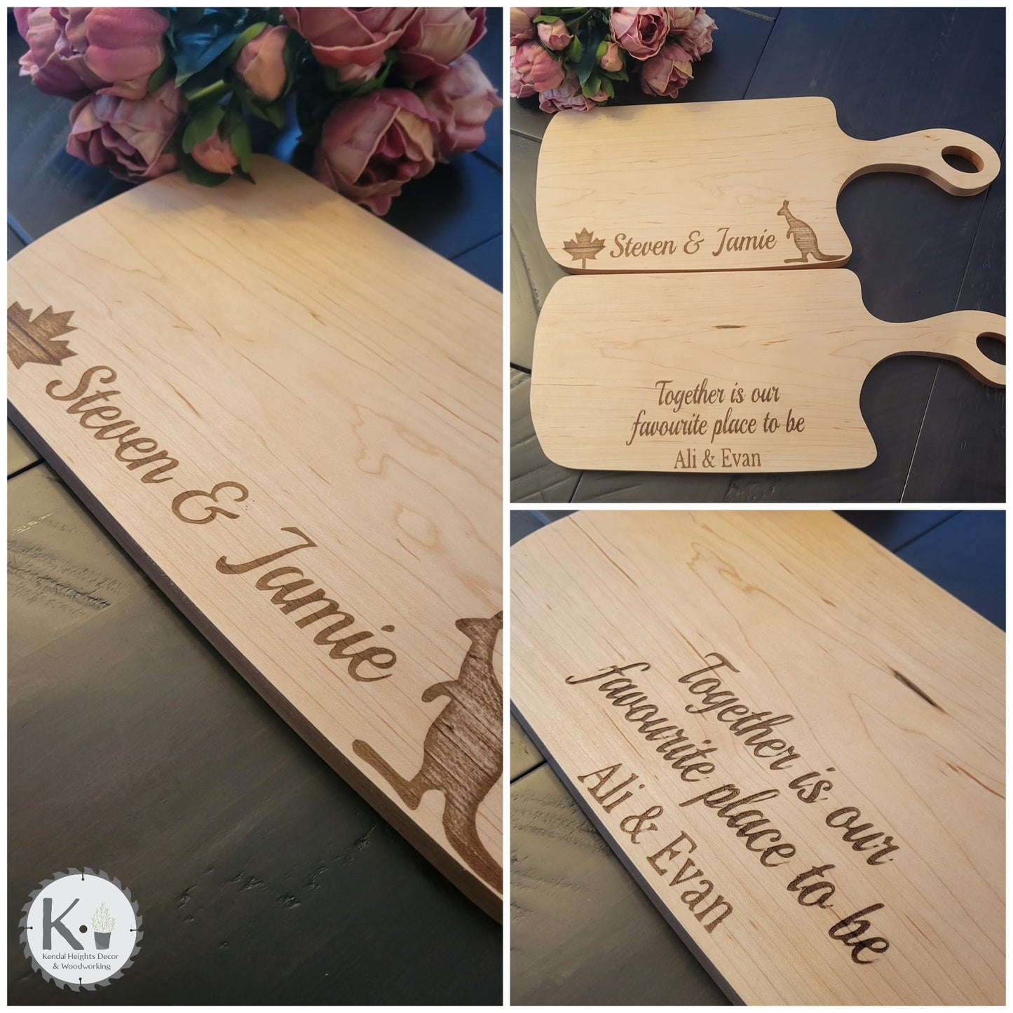 Maple Engraved Charcuterie Board with Handle