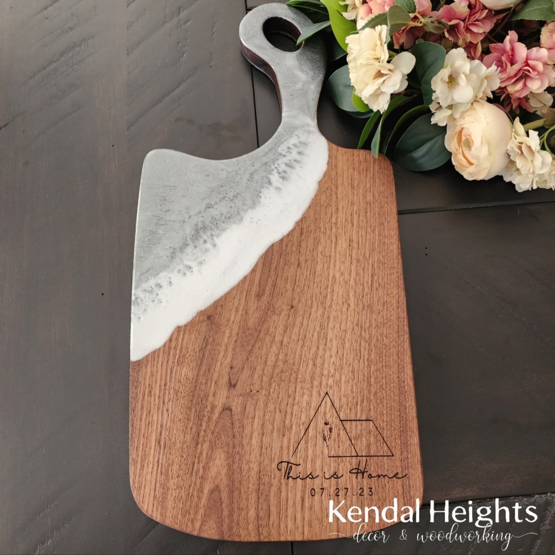 Epoxy Black Walnut Charcuterie Board with Handle