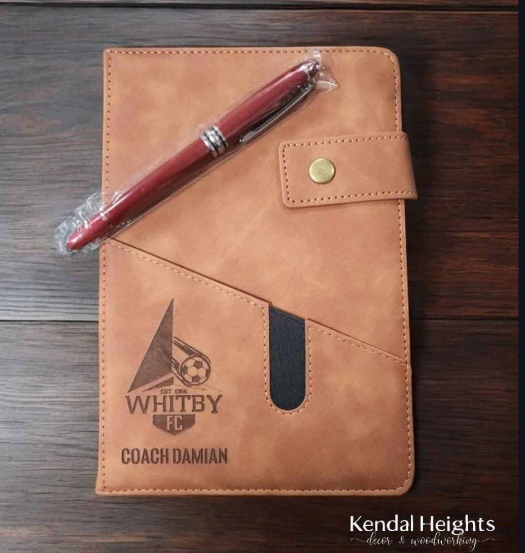 Leather Etched Notebook & Pen