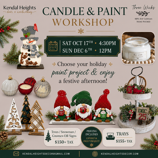 Candle & Paint Workshop with Three Wick Candles