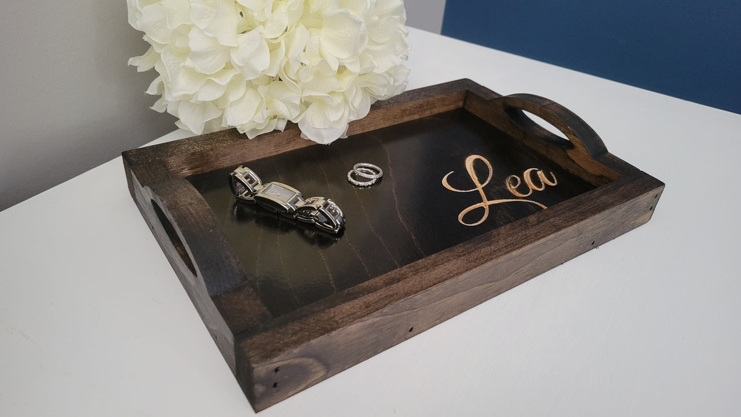 Personalized Tray with wood handles