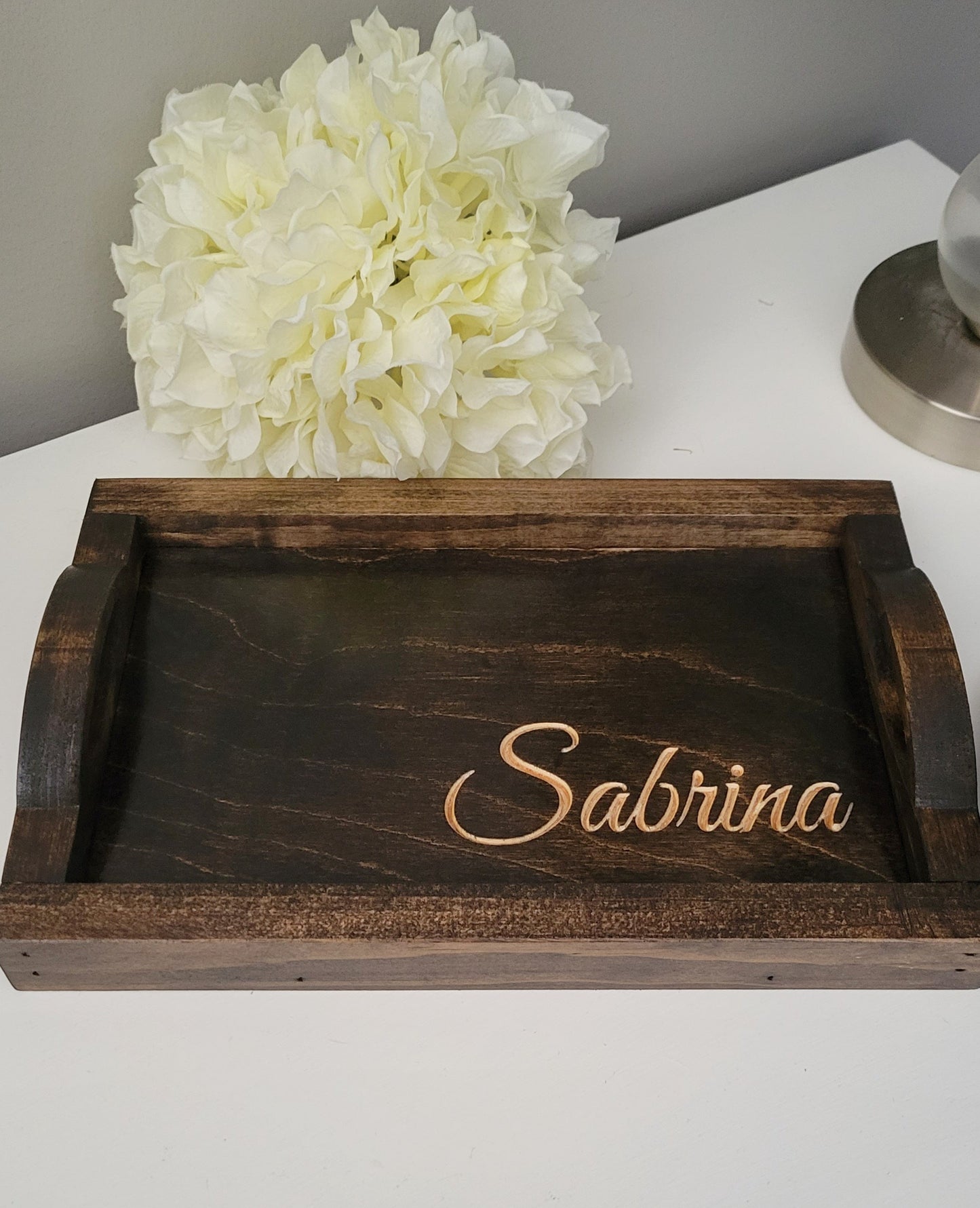 Personalized Tray with wood handles