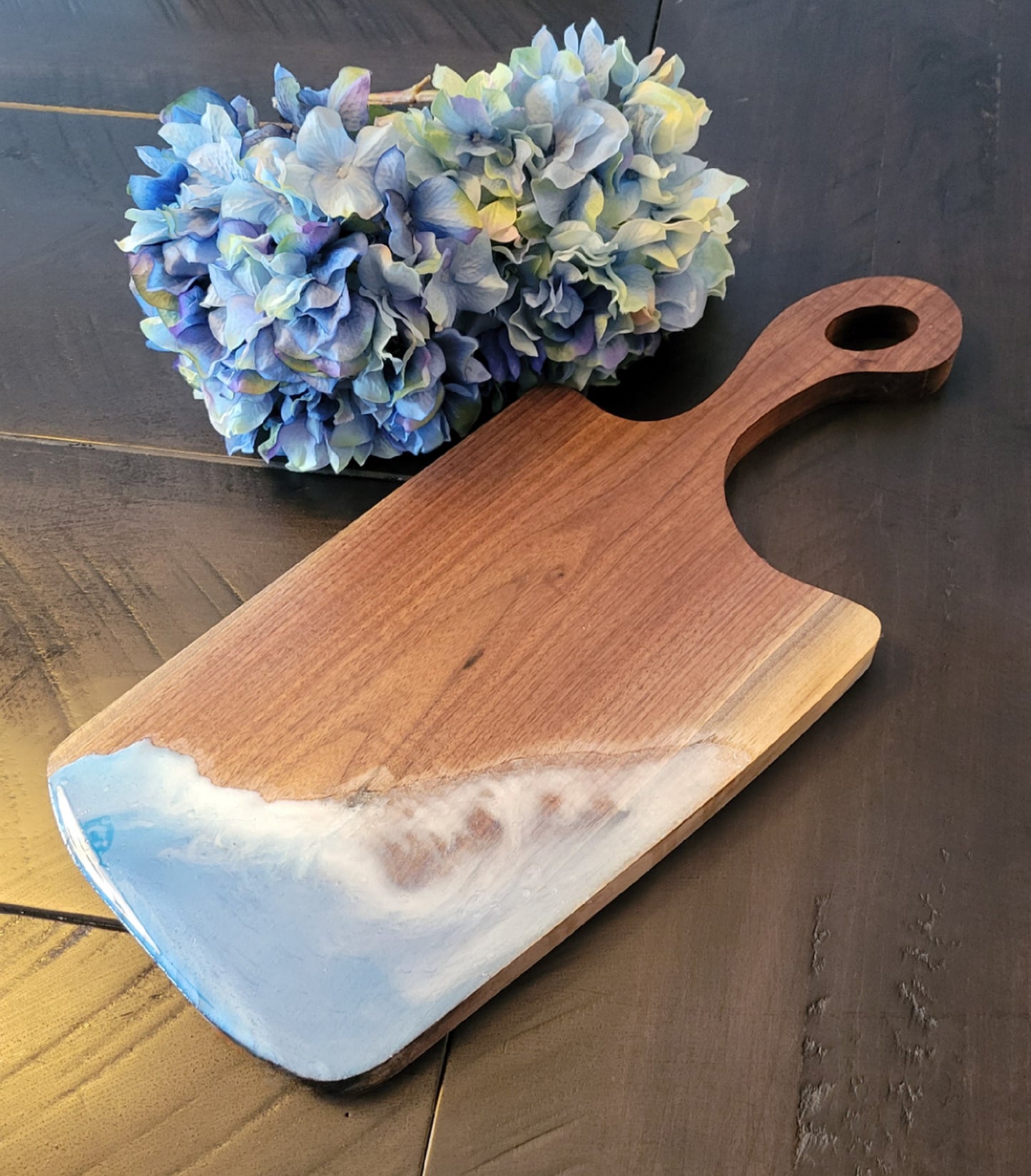 Epoxy Black Walnut Charcuterie Board with Handle