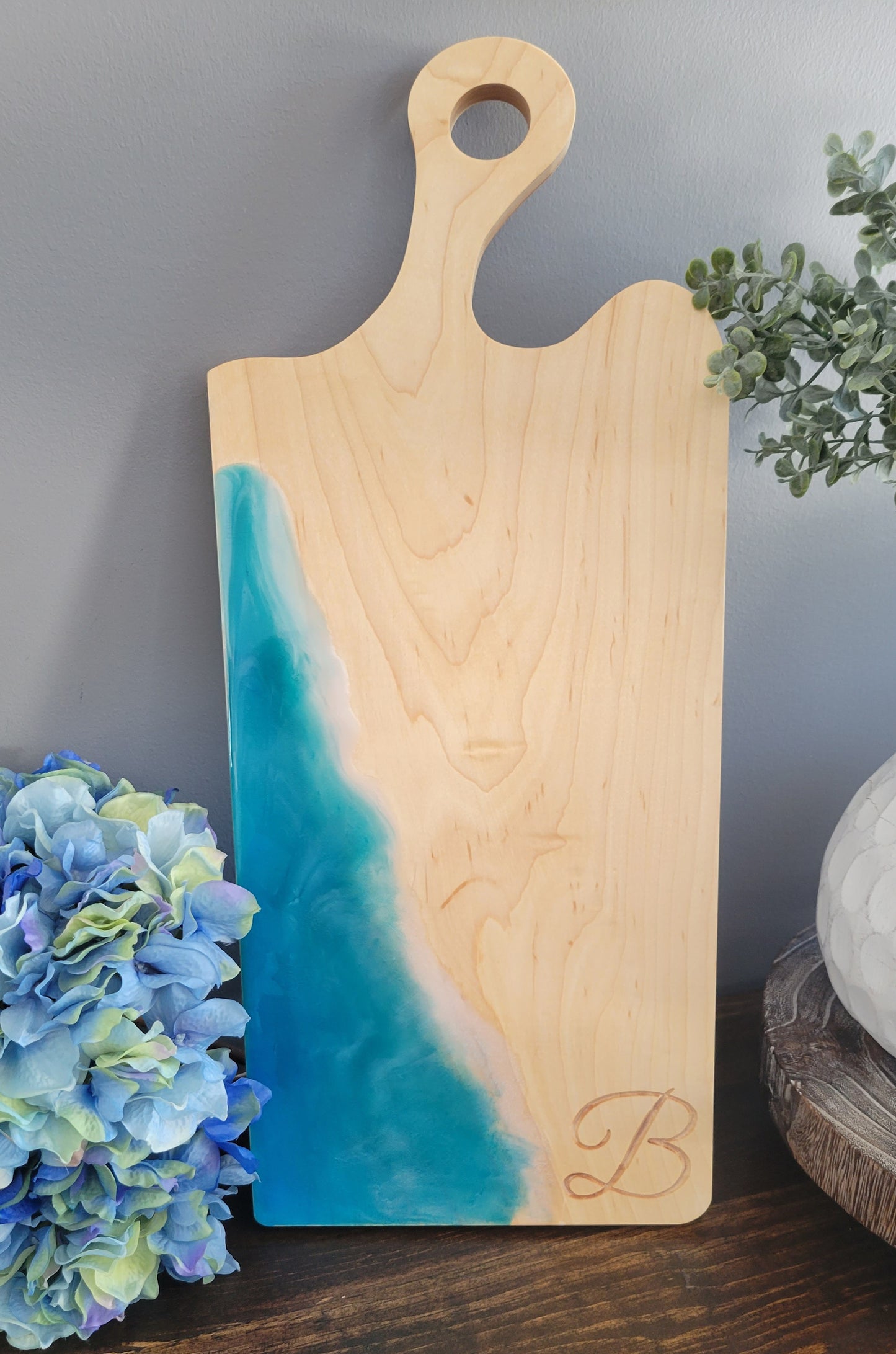 Epoxy Black Walnut Charcuterie Board with Handle