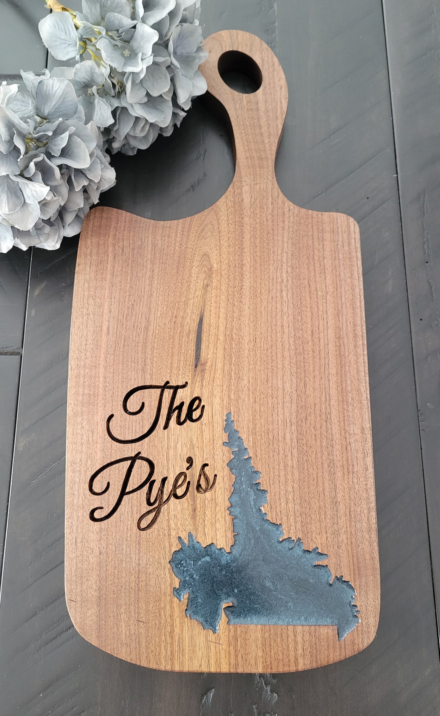 Epoxy Black Walnut Charcuterie Board with Handle