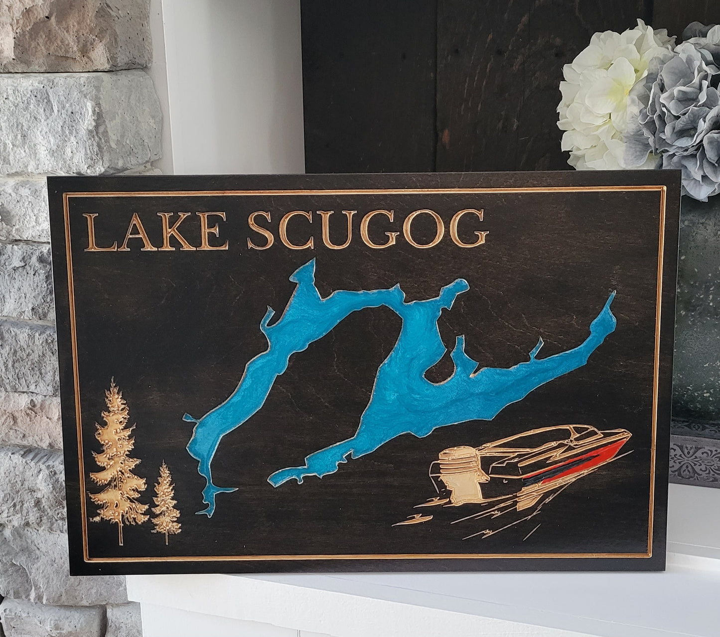 Engraved Lake Sign