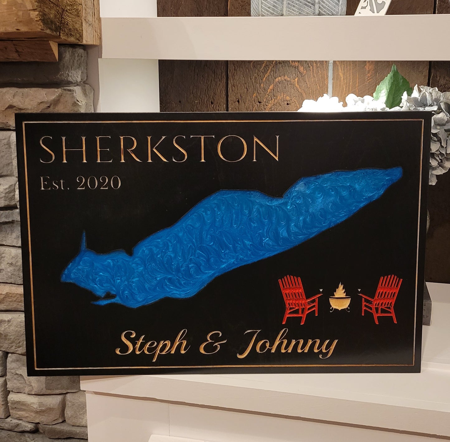 Engraved Lake Sign