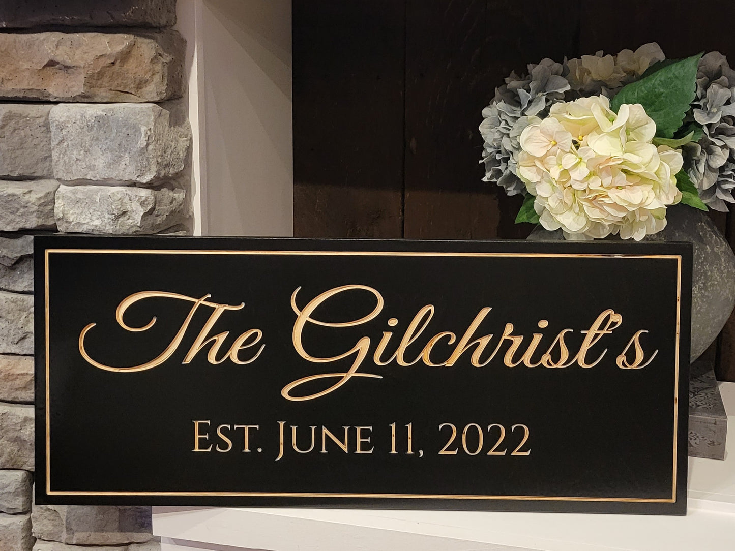 Engraved Family Name Sign