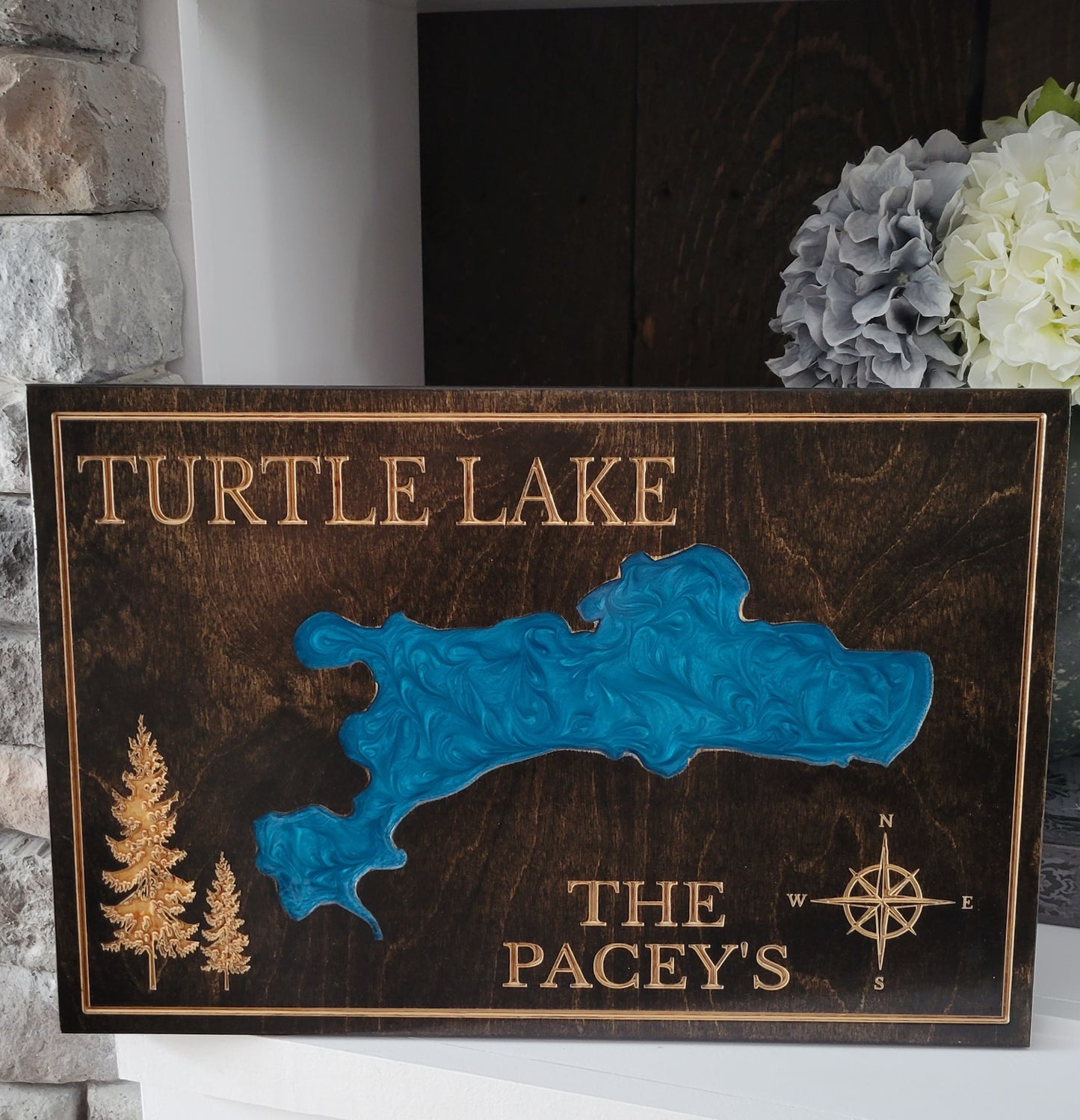 Engraved Lake Sign
