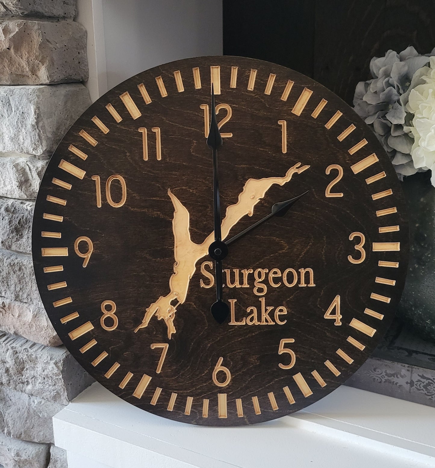Custom Engraved Lake Clock