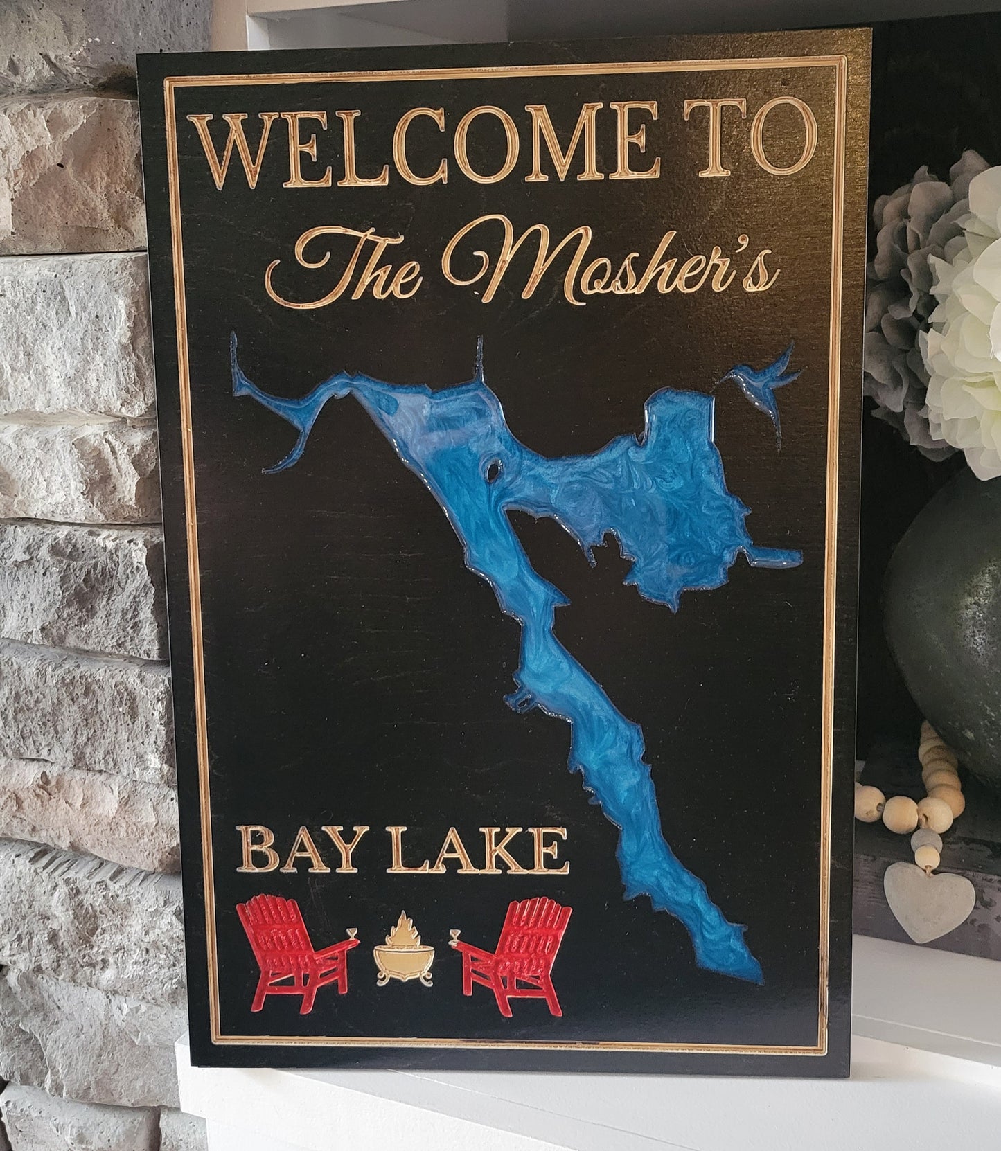 Engraved Lake Sign