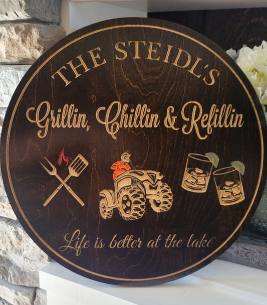 ATV Grillin, Chillin & Refillin LAKE Sign