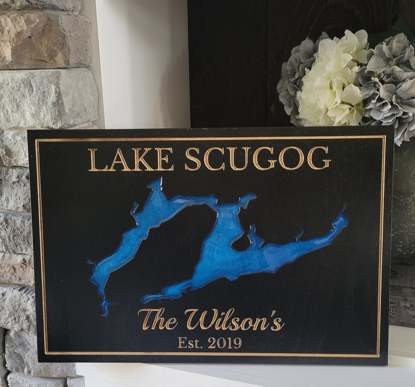 Engraved Lake Sign
