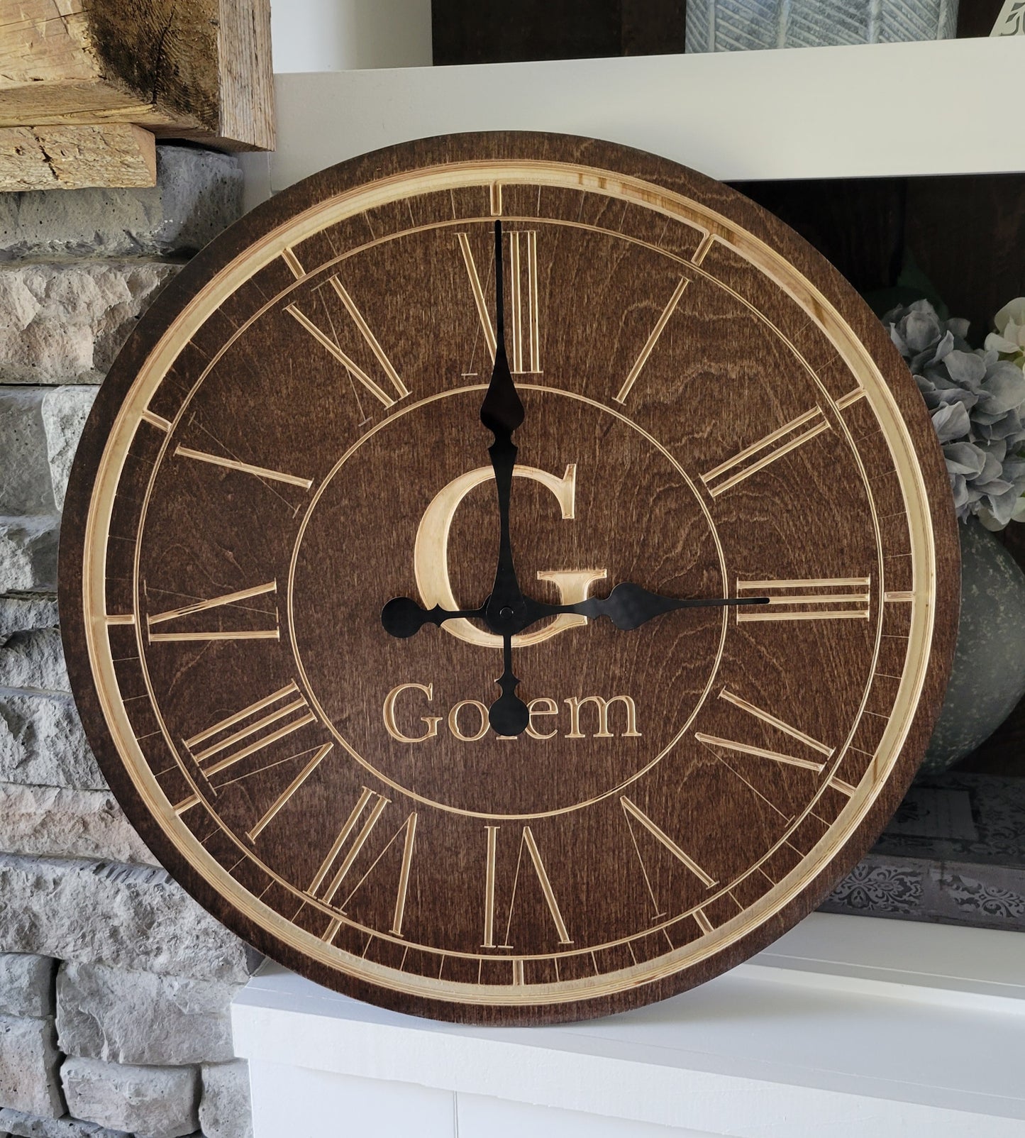 Custom Engraved Family Monogram Clock