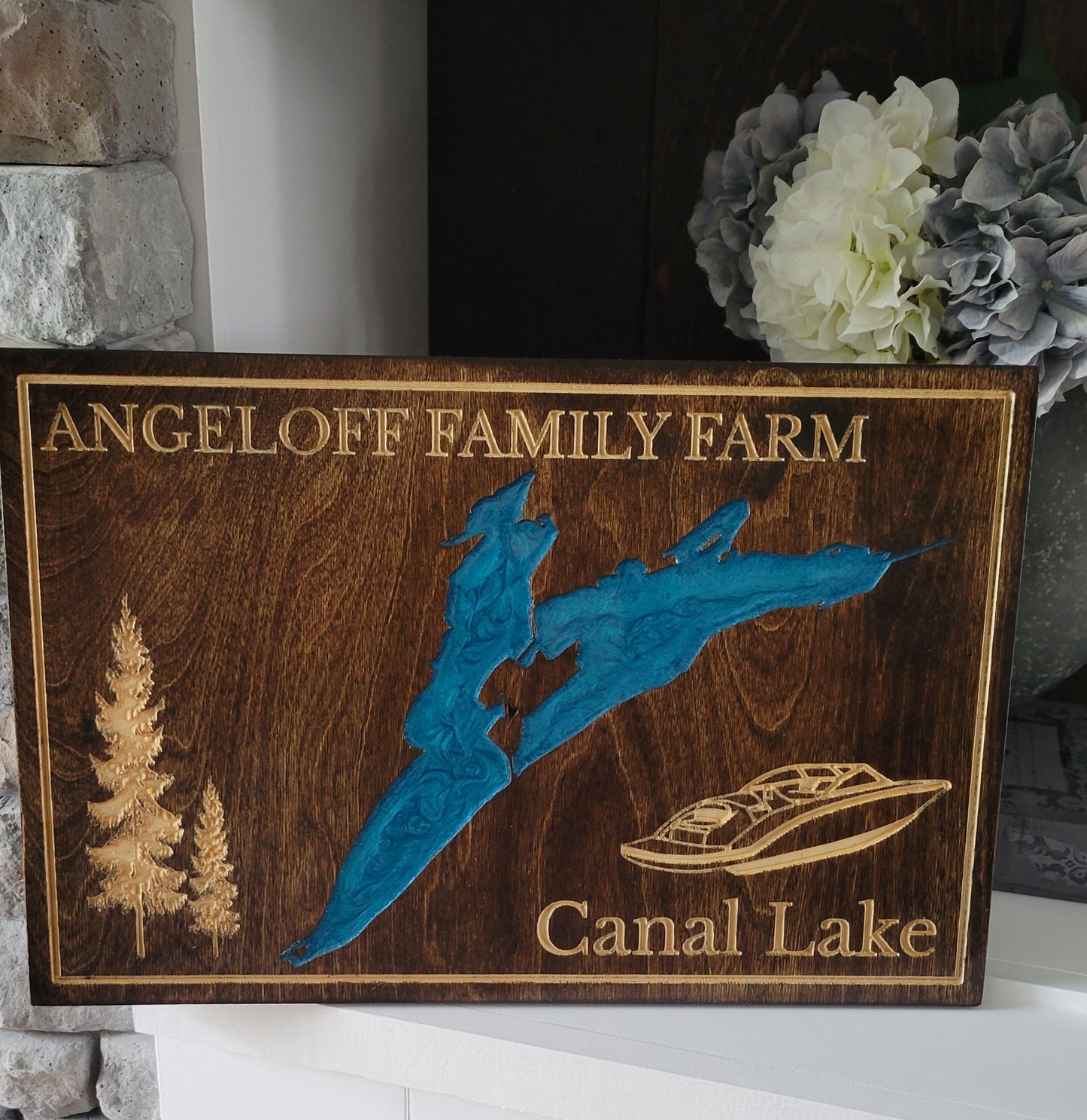 Engraved Lake Sign