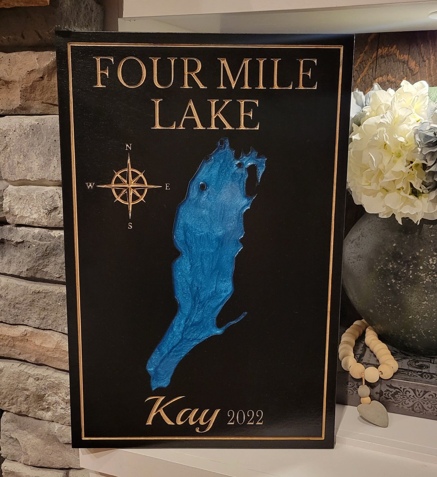 Engraved Lake Sign