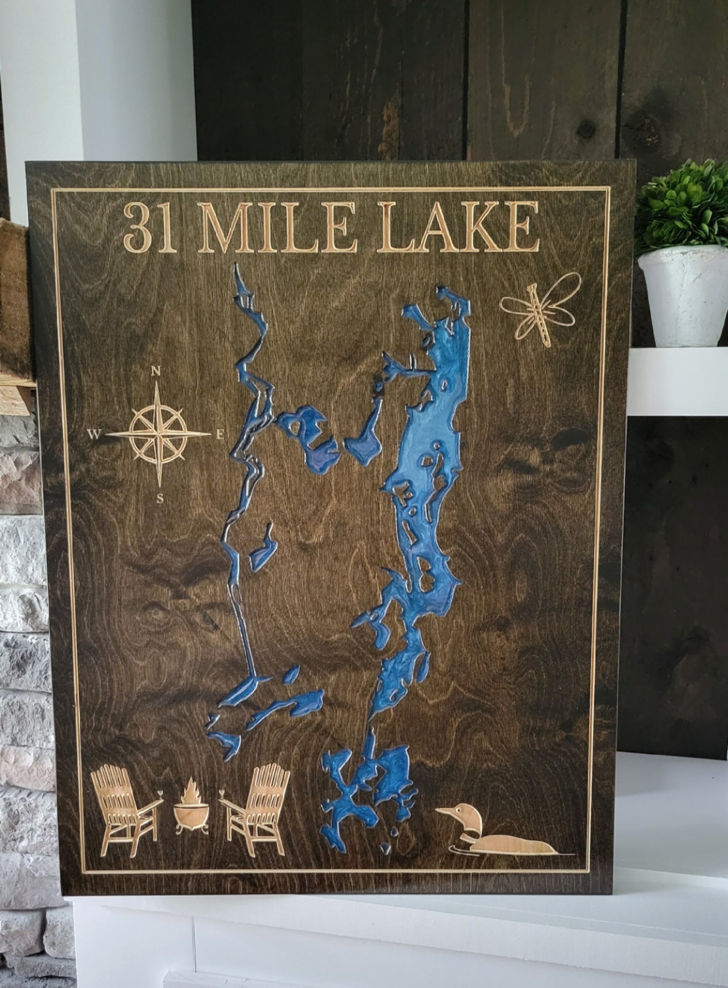 Engraved Lake Sign
