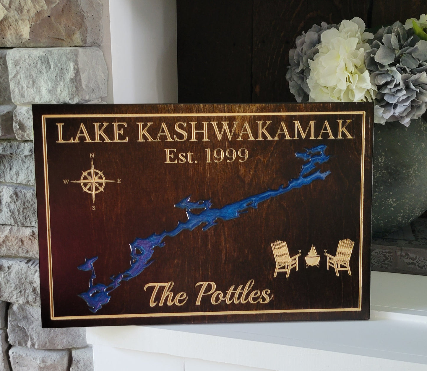 Engraved Lake Sign