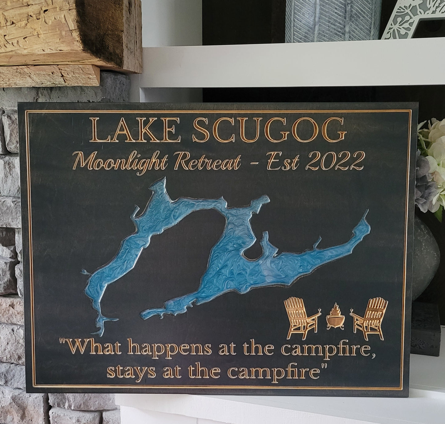 Engraved Lake Sign