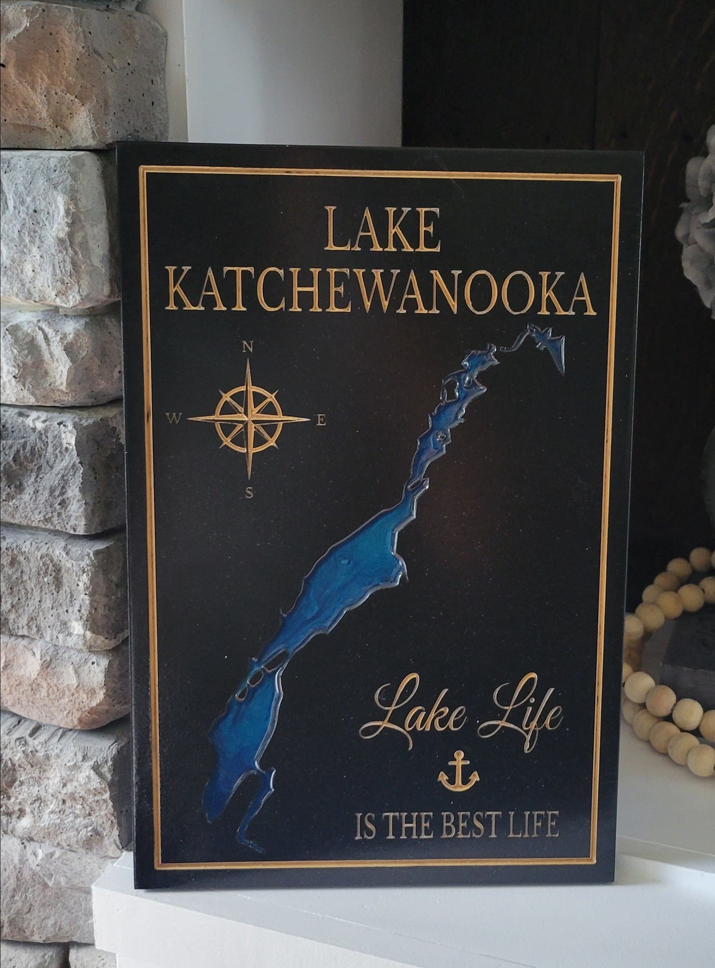 Engraved Lake Sign