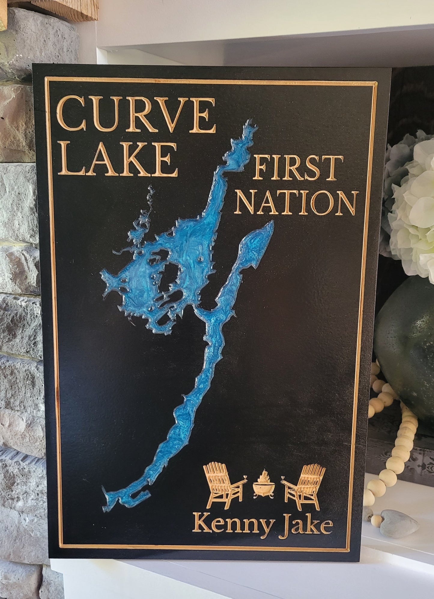 Engraved Lake Sign
