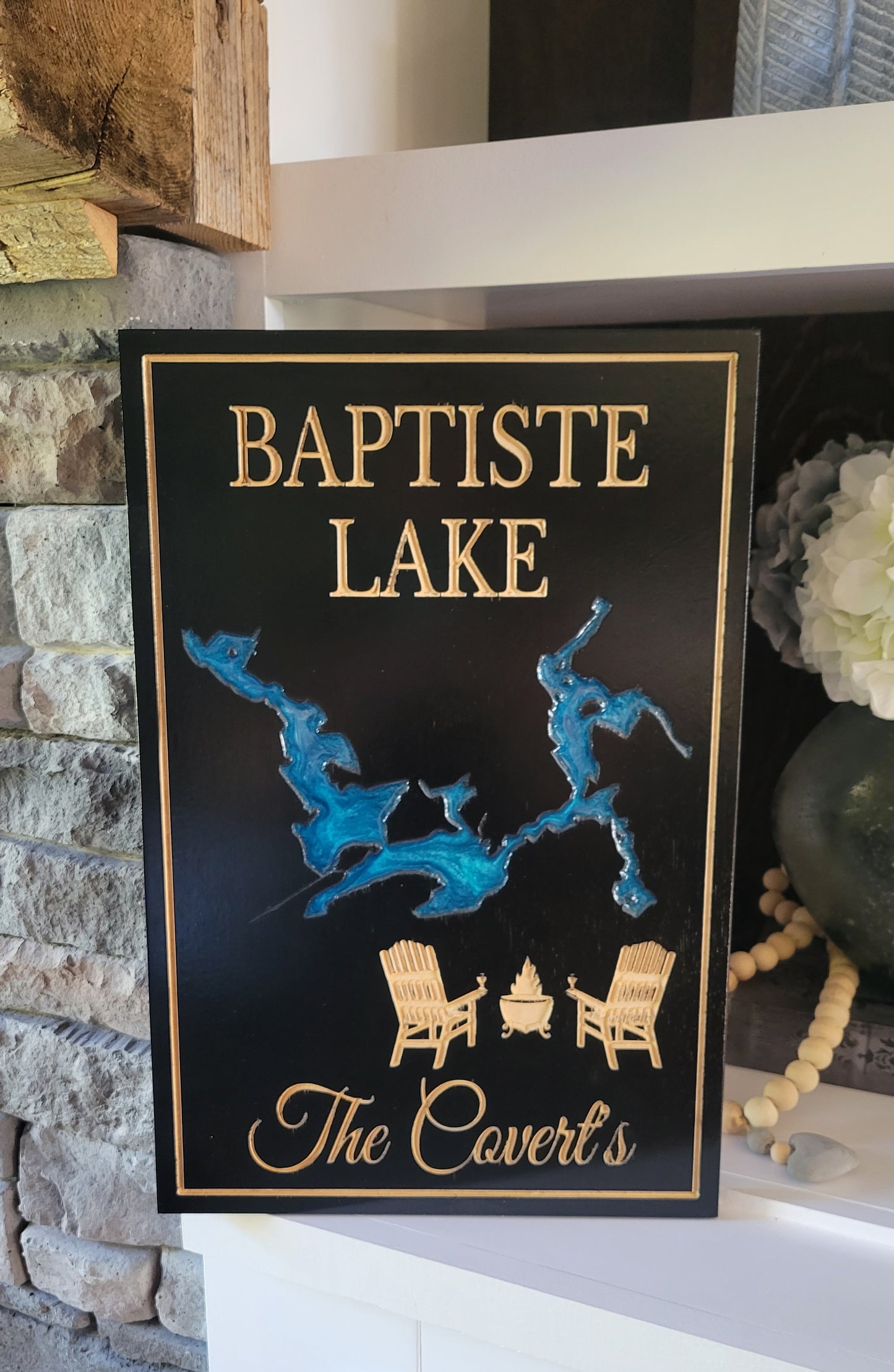 Engraved Lake Sign