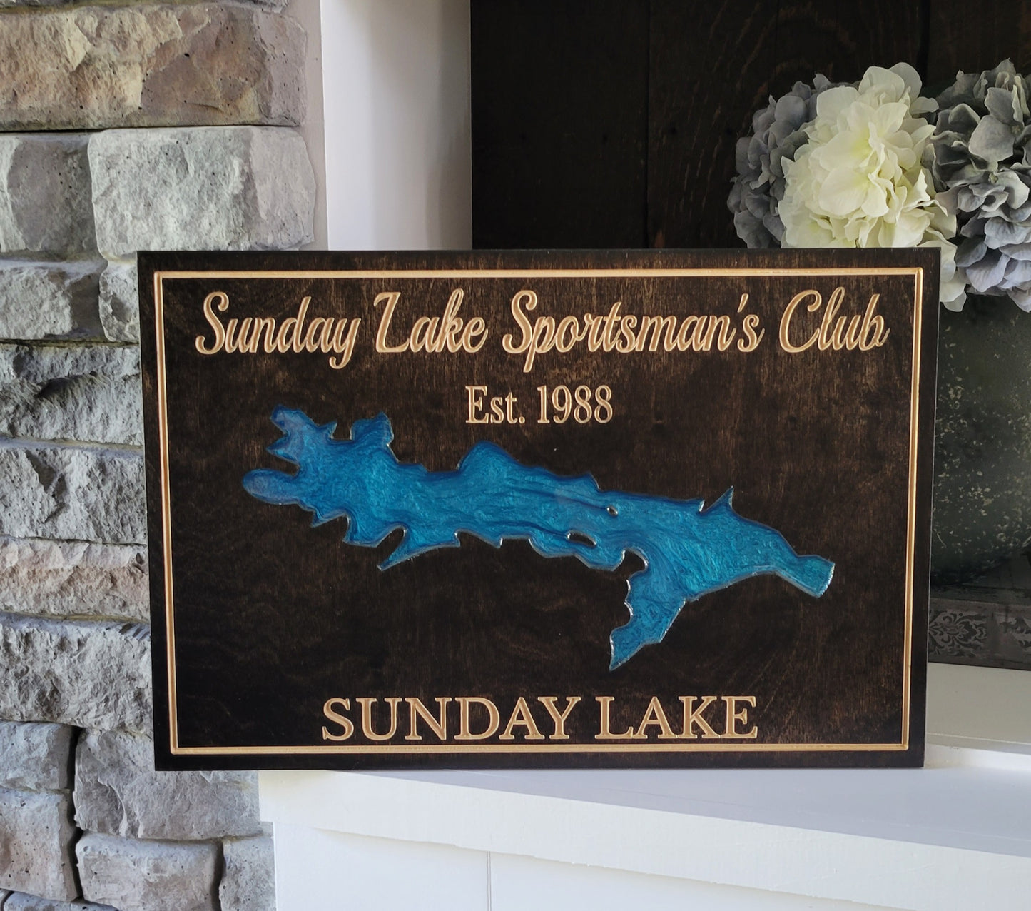 Engraved Lake Sign