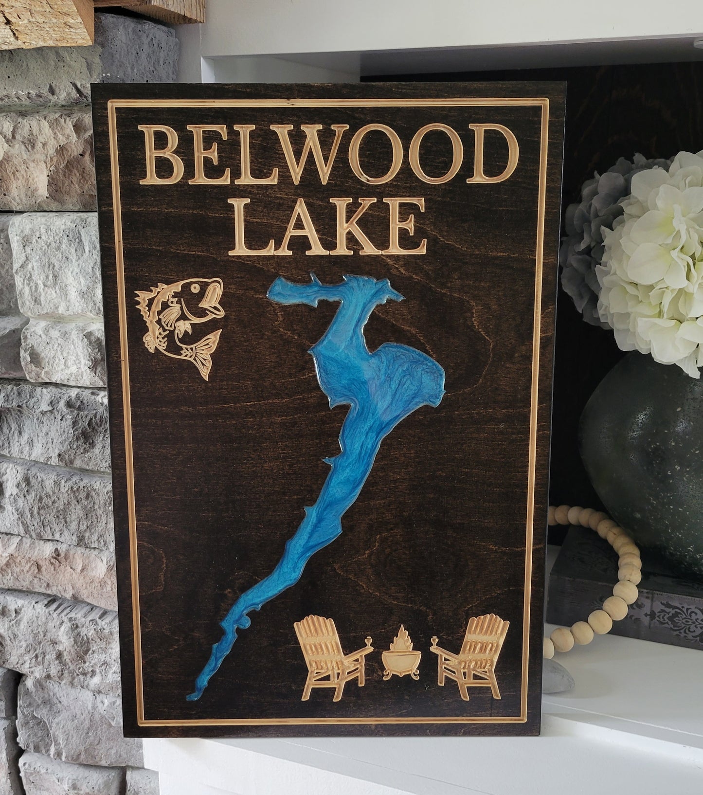 Engraved Lake Sign
