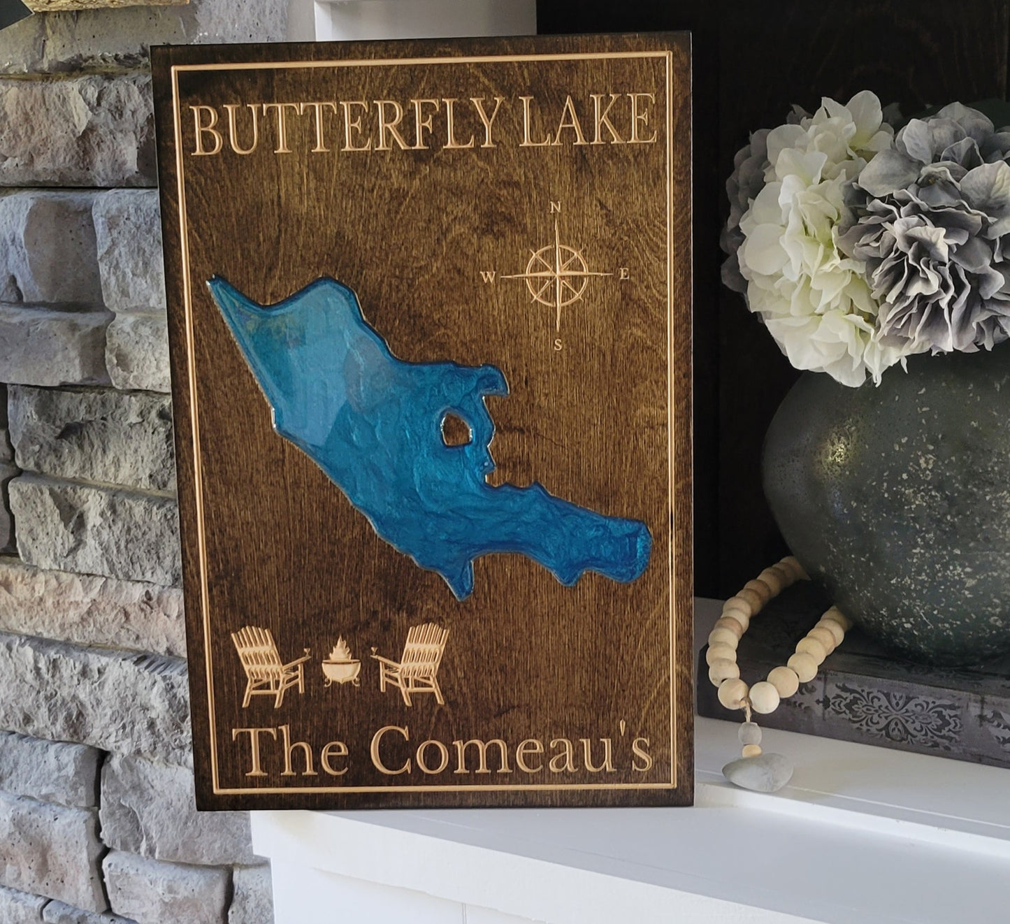 Engraved Lake Sign