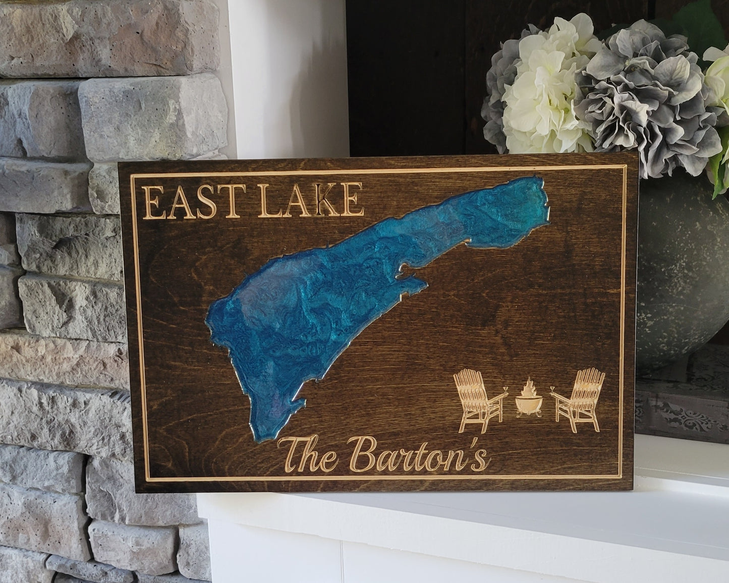 Engraved Lake Sign