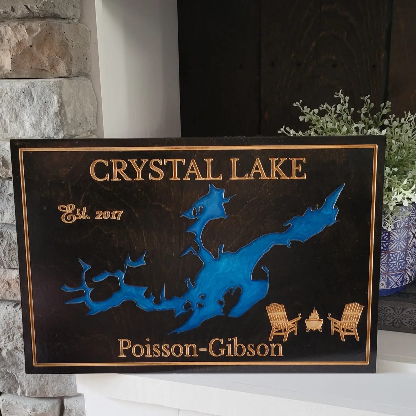 Engraved Lake Sign